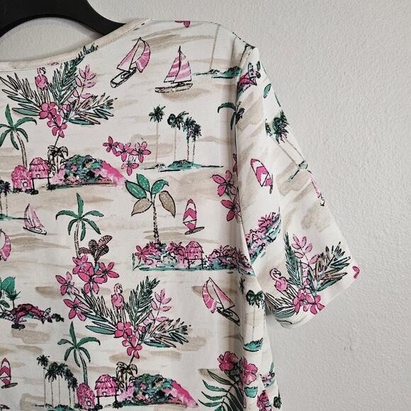 Links Womens 2pc Capri Set Green White Pull On Stretch Pockets Soft Knit Sz S - Picture 6 of 16